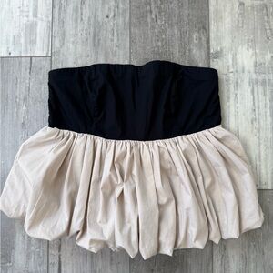 Abercrombie & Fitch Strapless Bubble Hem Top Black Cream Size Medium